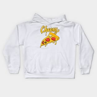 Cheesy Pizza Illustration Hand Lettering Kids Hoodie